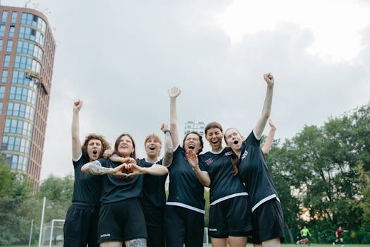 lacrosse team celebrating victory
